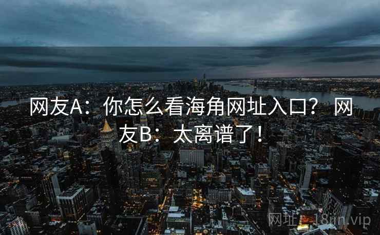 网友A：你怎么看海角网址入口？ 网友B：太离谱了！
